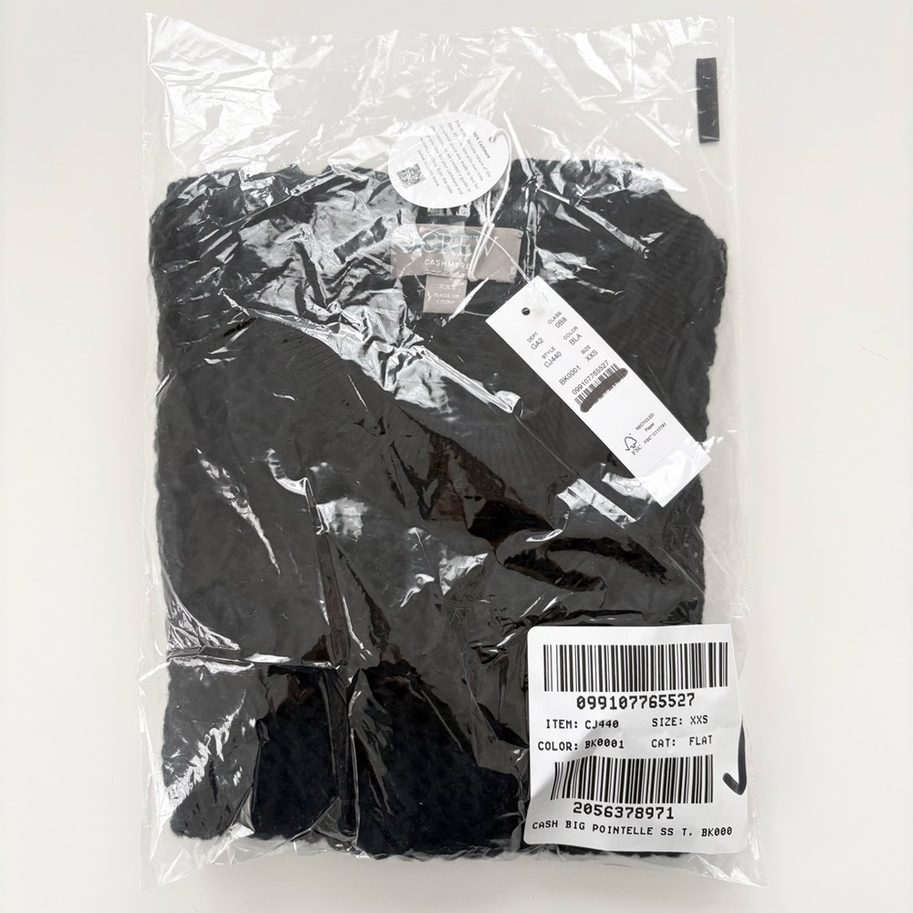 NWT J. Crew Cashmere Pointelle Short-sleeve T-shirt Black - Picture 4 of 4